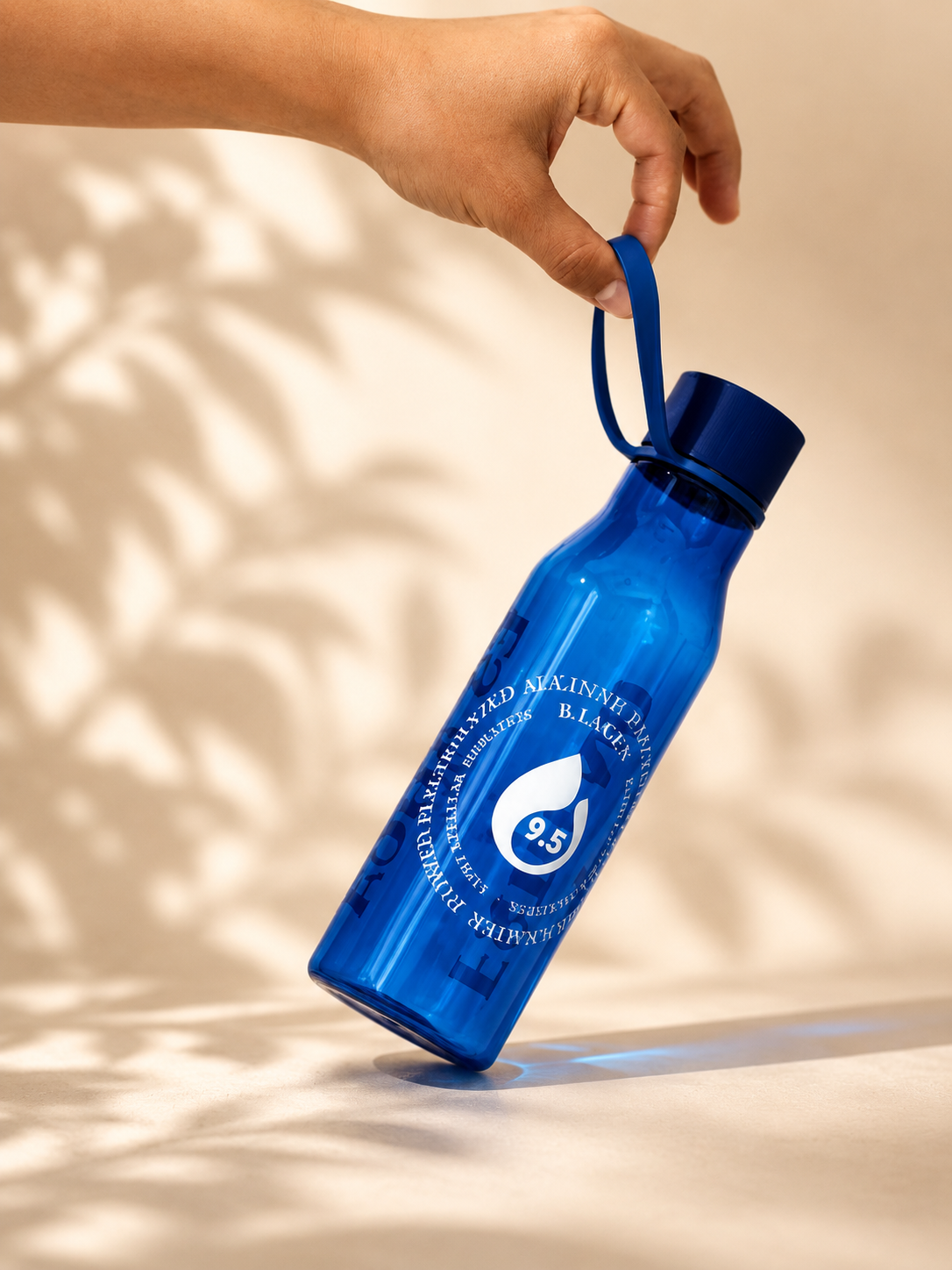 Botella azul de tritán Kangen con asa de silicona, 600 ml