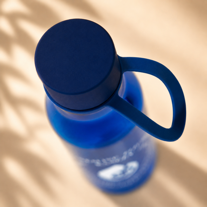 Botella azul de tritán Kangen con asa de silicona, 600 ml