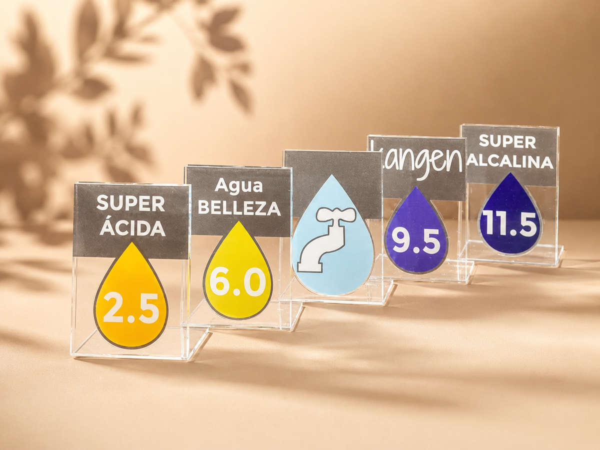 Pack de identificadores de metacrilato para tipos de agua