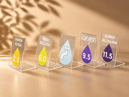Pack de identificadores de metacrilato para tipos de agua