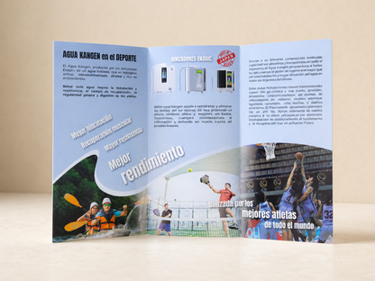 Pack de 25 trípticos Agua Kangen y deporte